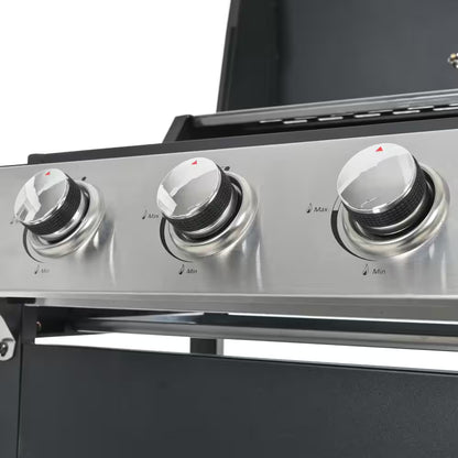 3 Burners Portable Propane Grill Barbecue Grill Stainless Steel Gas Grill in Black