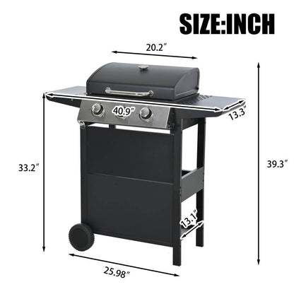 3 Burners Portable Propane Grill Barbecue Grill Stainless Steel Gas Grill in Black
